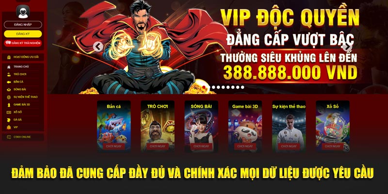 Đảm bảo đã cung cấp đầy đủ và chính xác mọi dữ liệu được yêu cầu